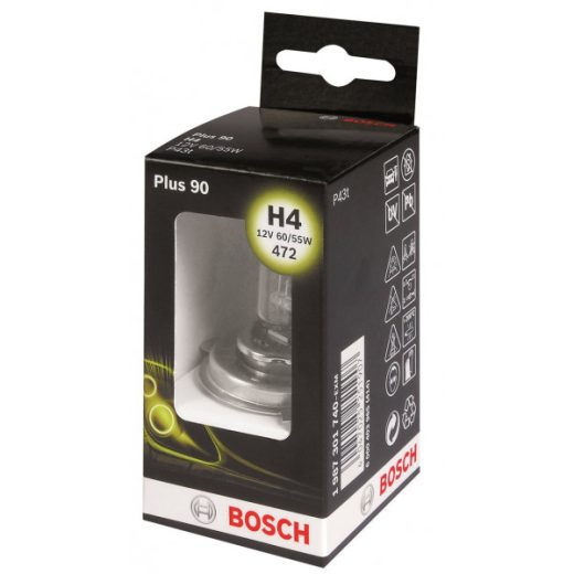 Headlamp Halogen - H4 12V 60/55W P43t - Plus 90