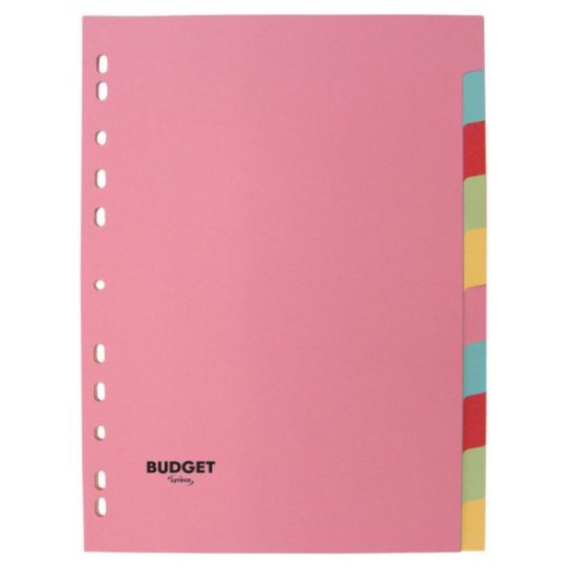 Assorted Colour A4 10 Part Dividers - 160gsm