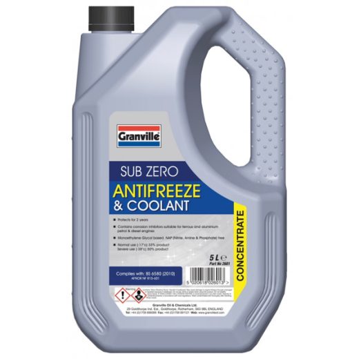 Granville Sub-Zero Antifreeze & Summer Coolant - Concentrated - 5 Litre