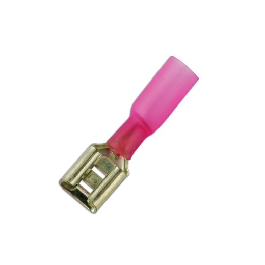 Wiring Connectors - Red - Heat Shrink Female Slide-On - 6.3mm - Pack Of 25