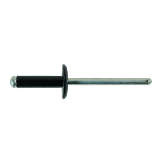 Large Flange Black Rivets - 4.8mm x 14mm - Pack of 100