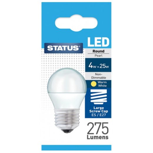 LED Edison Screw Round Bulb - Warm White - 4W/275 Lumen