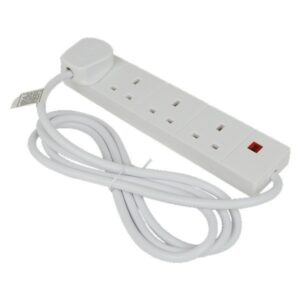 4 Way Extension Socket with Indicator - White - 2m