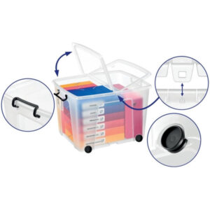 Smart Storemaster Box with Lid & Wheels - Clear - 75 Litre