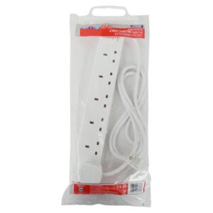6 Way Surge Protected Extension Socket - White - 2m