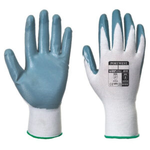 Flexo Nitrile Grip Glove - Grey & White - Large - Pack of 12