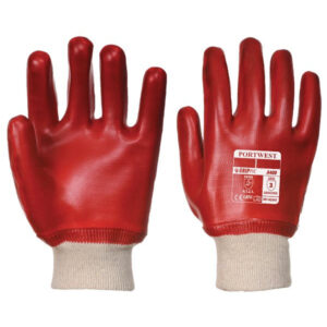 PVC Knitwrist Dipped Gloves - Red - Large