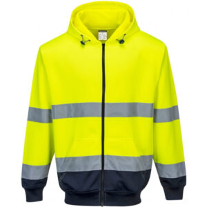 Two-Tone Zip Front Hoodie - Yellow/Navy - Medium