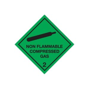Class 2 Non Flammable Compressed Gas Warning Diamond - Self Adhesive Vinyl - 100mm x 100mm