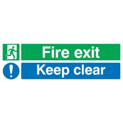 Fire Exit Keep Clear Sign - Rigid Polypropylene - 150mm x 450mm