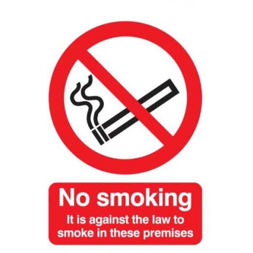 No Smoking (Legally Required) Sign - Rigid Polypropylene - 297mm x 210mm