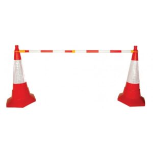 Retractable Cone Bar Barrier - Red/White