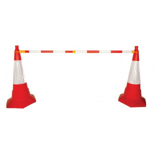 Retractable Cone Bar Barrier - Red/White