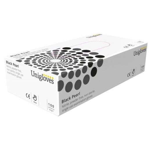 Unicare Black Nitrile Powder Free Gloves - Large