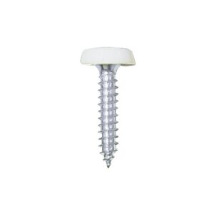 Number Plate Plastic Top Screw - White - Pack Of 2