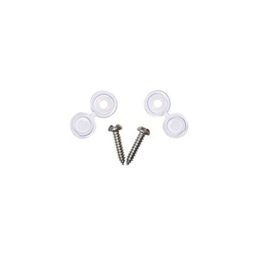 Number Plate Screws & Caps - White - No.8 x 3/4in. - Pack Of 2