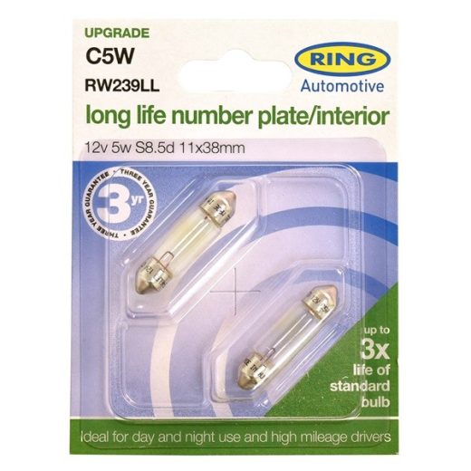 Festoon Bulbs - 12V 5W S8.5d 11 X 38 - Long Life