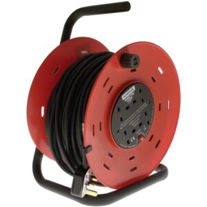 4 Way Open Frame Cable Reel - Red - 50m