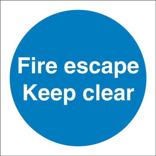 FIRE ESCAPE KEEP CLEAR SIGN 100X100MM