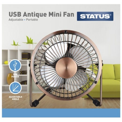 Portable USB Mini Metal Desk Fan - 4in.