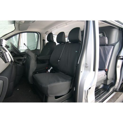 Van Seat Cover - Passenger Double - Black - Renault Trafic, Vauxhall Vivaro, Nissan NV300 and Fiat Talento