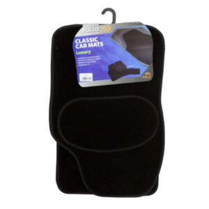 Luxury Universal Mat Set - Blue Stitching - Black - 4 Piece