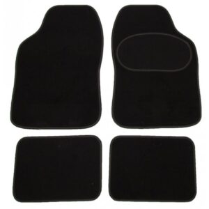 Luxury Universal Mat Set - Silver Stitching - Black - 4 Piece