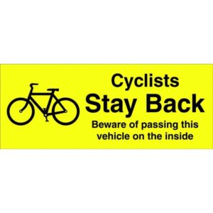 CYCLISTS STAY BACK BEWARE STICKER