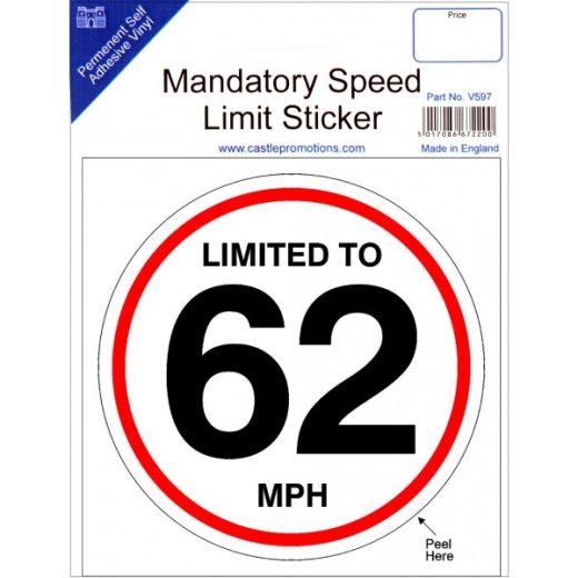 LIMITED TO 62MPH STICKER