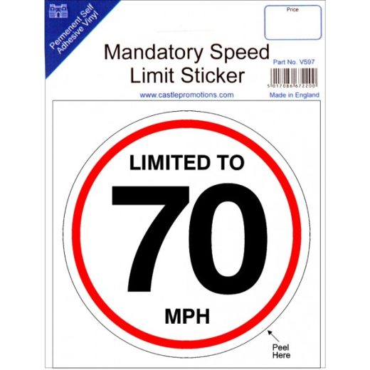 LIMITED TO 70MPH STICKER