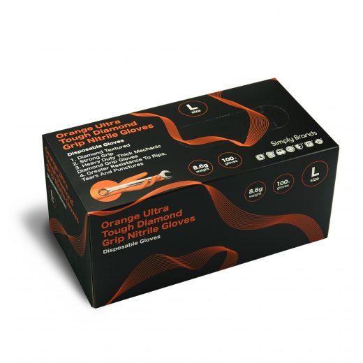 100PK L ULTRA TOUGH DIAMOND GRIP NITRILE ORANGE