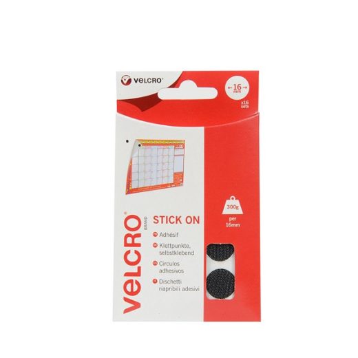 VELCRO Brand Stick On Coins 16mm,Pack of 16, White