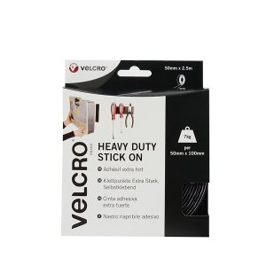 VELCRO Brand Heavy Duty Stick On Tape - 50mm x 2.5m, Black