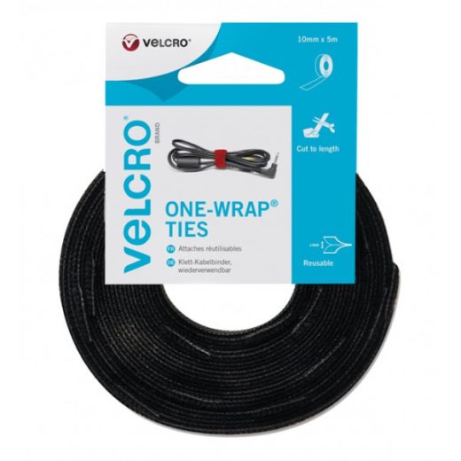 VELCRO Brand ONE-WRAP Reusable Ties, 10mm x 5m - Black