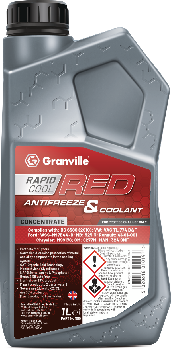 Granville Rapid Cool Red Antifreeze – 1Litre