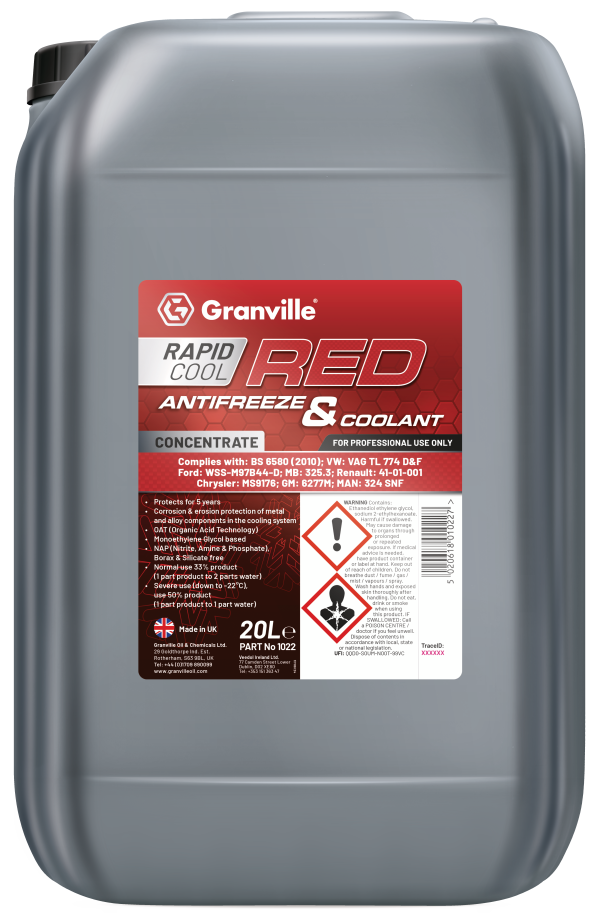 Granville Rapid Cool Red Antifreeze - 20Litre
