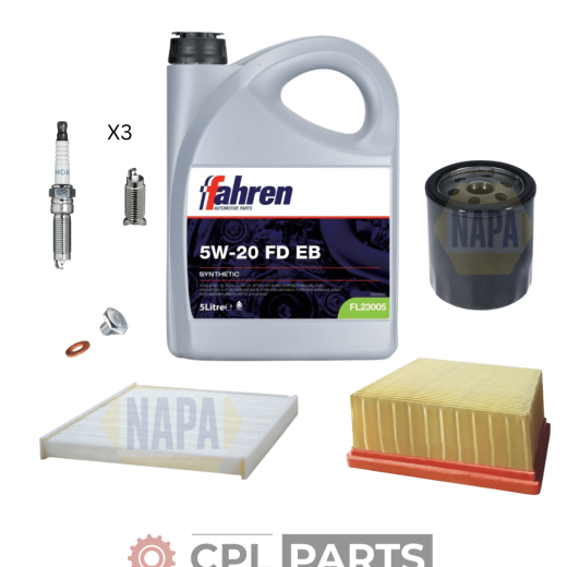 FULL SERVICE KIT For Ford Fiesta 1.0 EcoBoost Napa Filters & Fahren Engine Oil