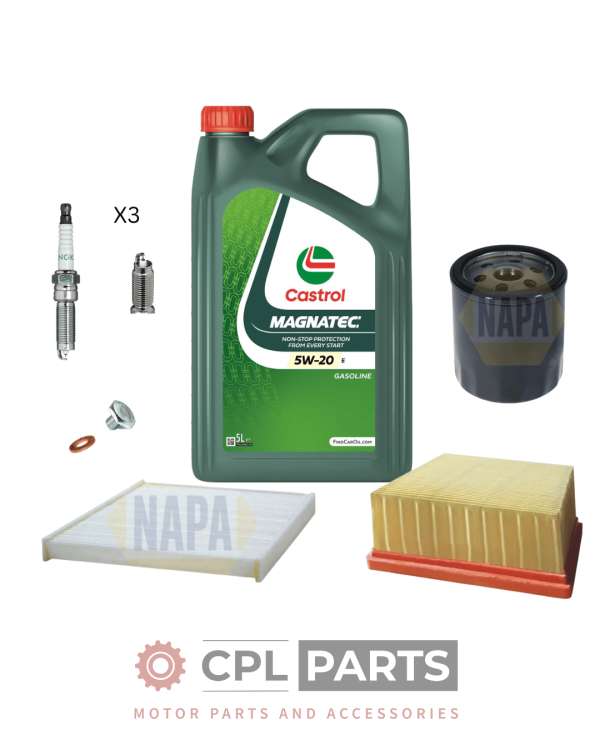 FULL SERVICE KIT For Ford Fiesta 1.0 EcoBoost Napa Filters & Castrol Engine Oil